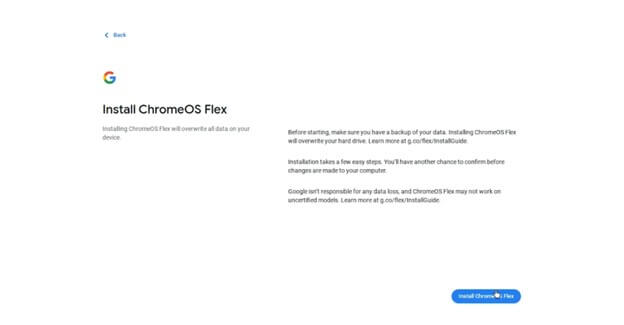 ChromeOS Flex-On-Screen Instructions