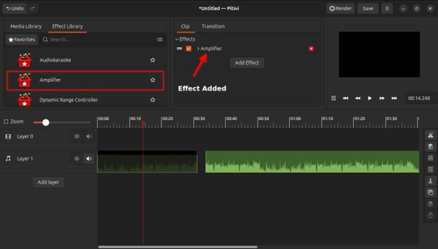 Drag an audio effect -clip