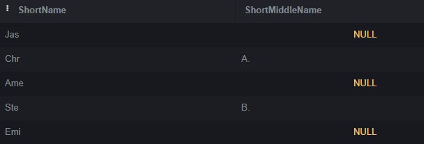 ShortName -ShortMiddleName