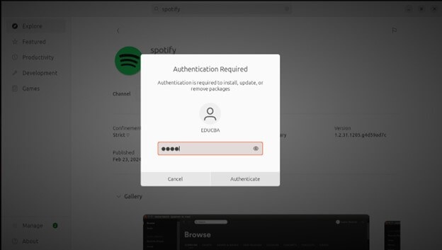 Spotify password to authorize installation