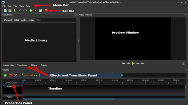 Ubuntu Video Editors-Properties Panel