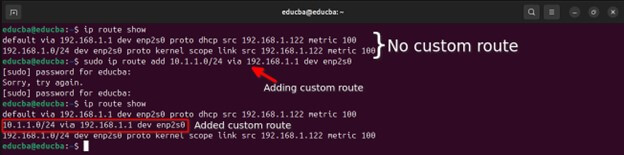 sudo ip route add