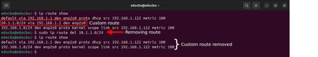 sudo ip route del