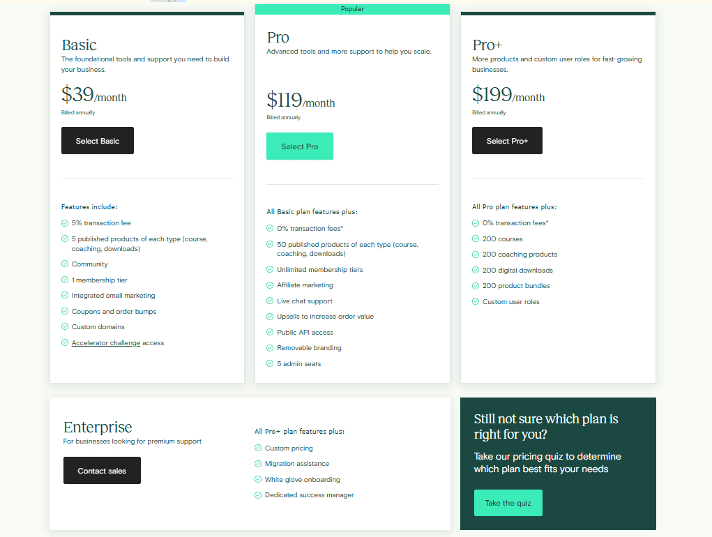 Teachable Pricing