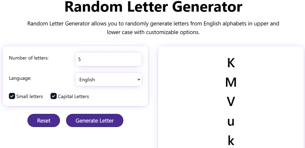 5 Best Random Letter Generator With No Repeats