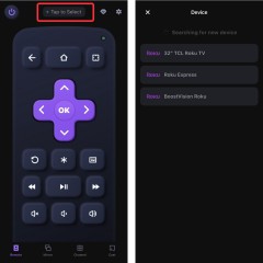 Device Llist on the Roku Remote App