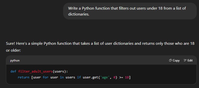 Python filter function with vibe coding