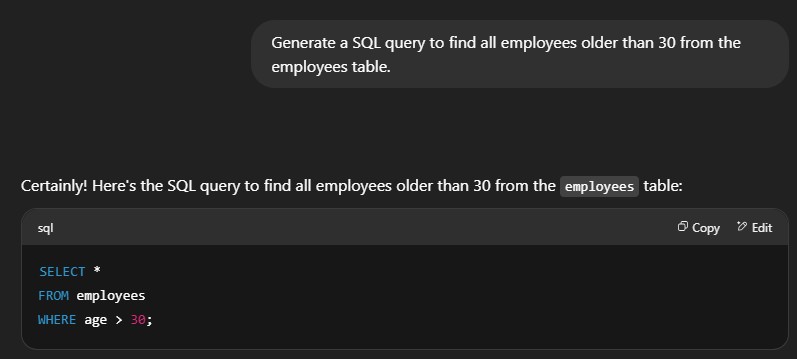 SQL query generation using vibe coding