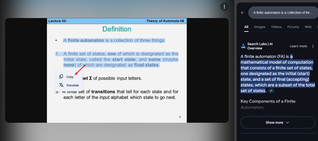 Select and Copy the Text
