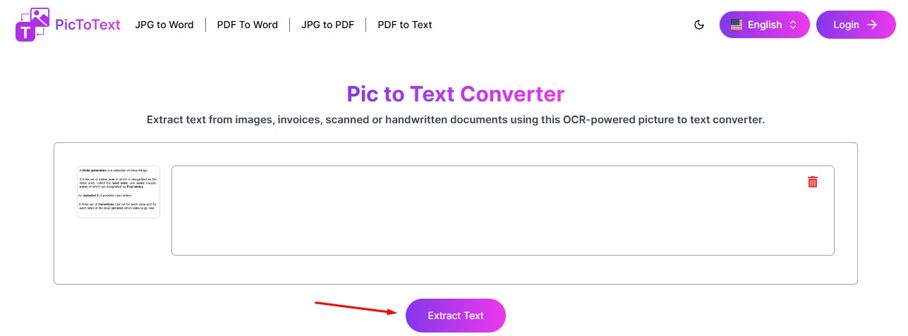 Upload Your Scanned Image into Editable Text