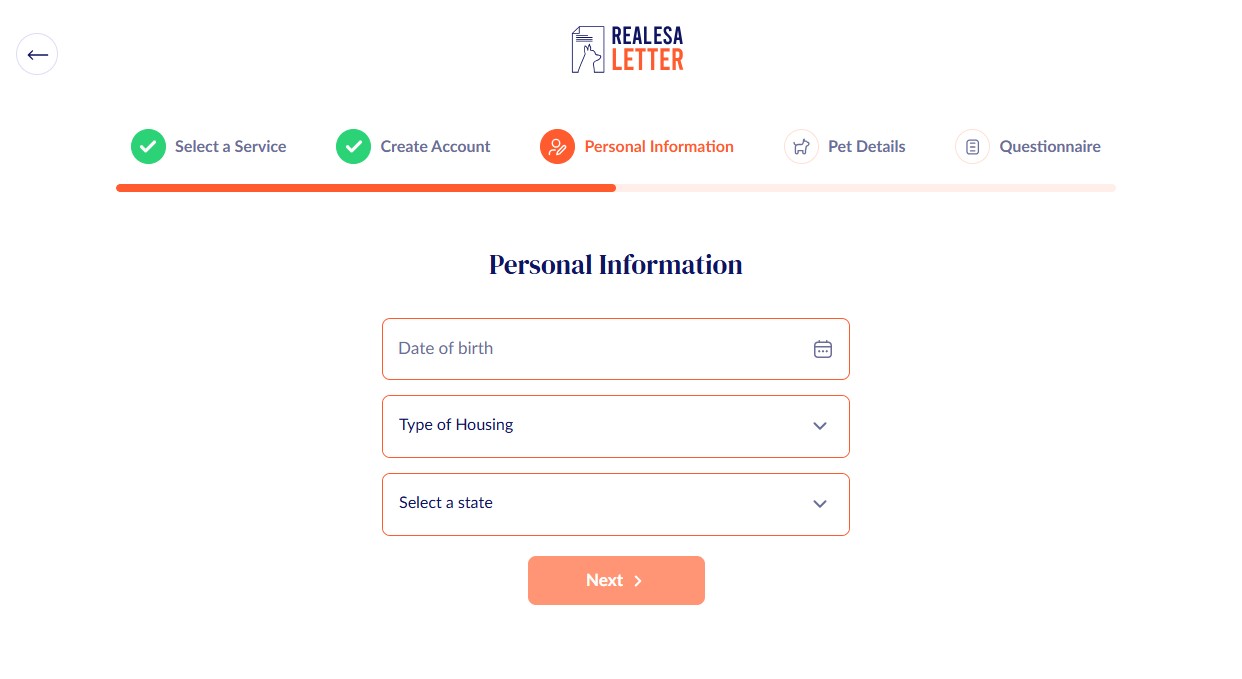Create Account & Add Personal Information