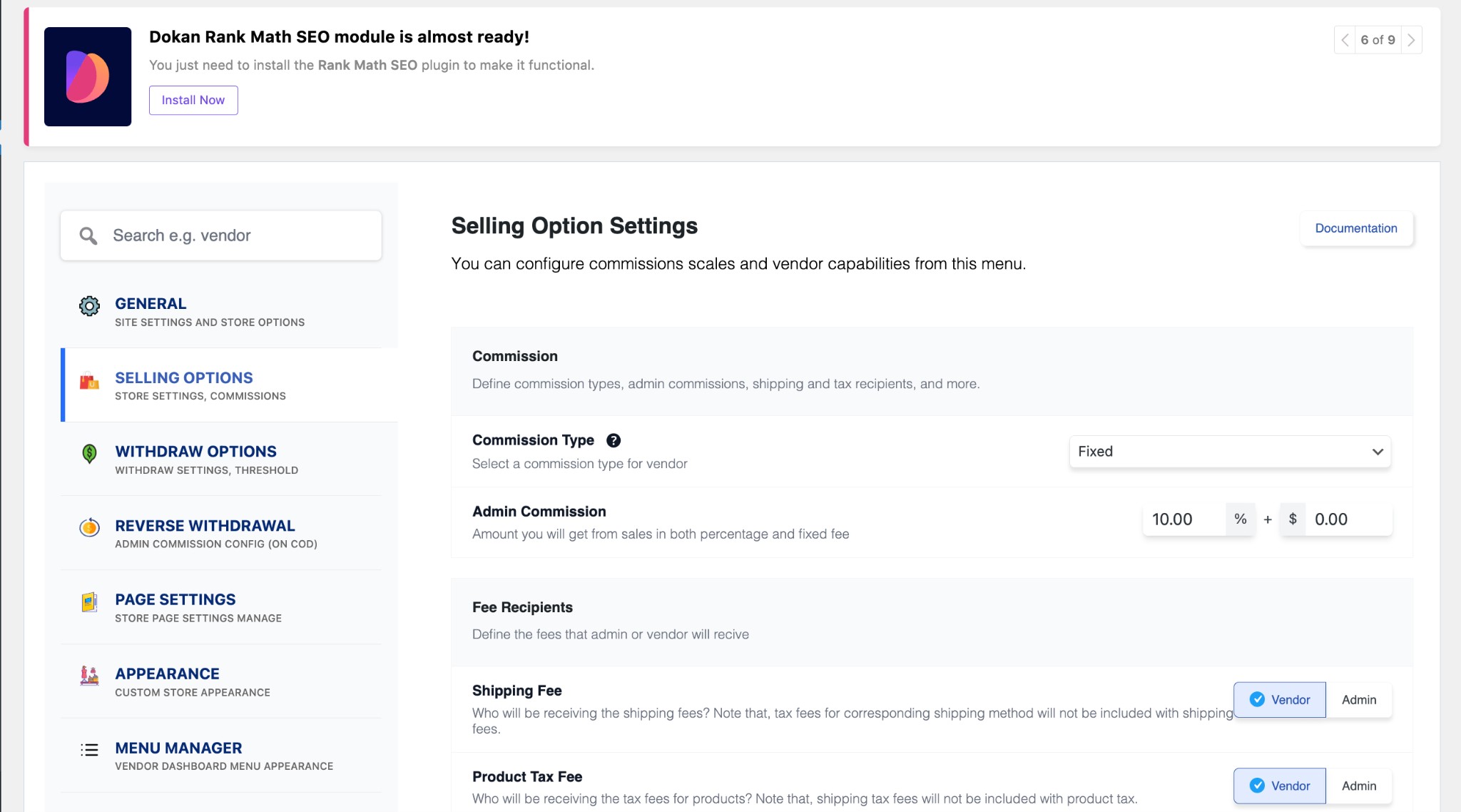 Dashboard Multi-Vendor Marketplace in WordPress