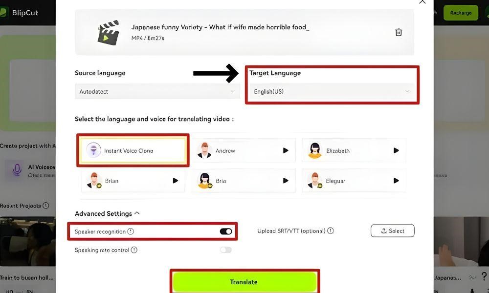 Choose Target Language