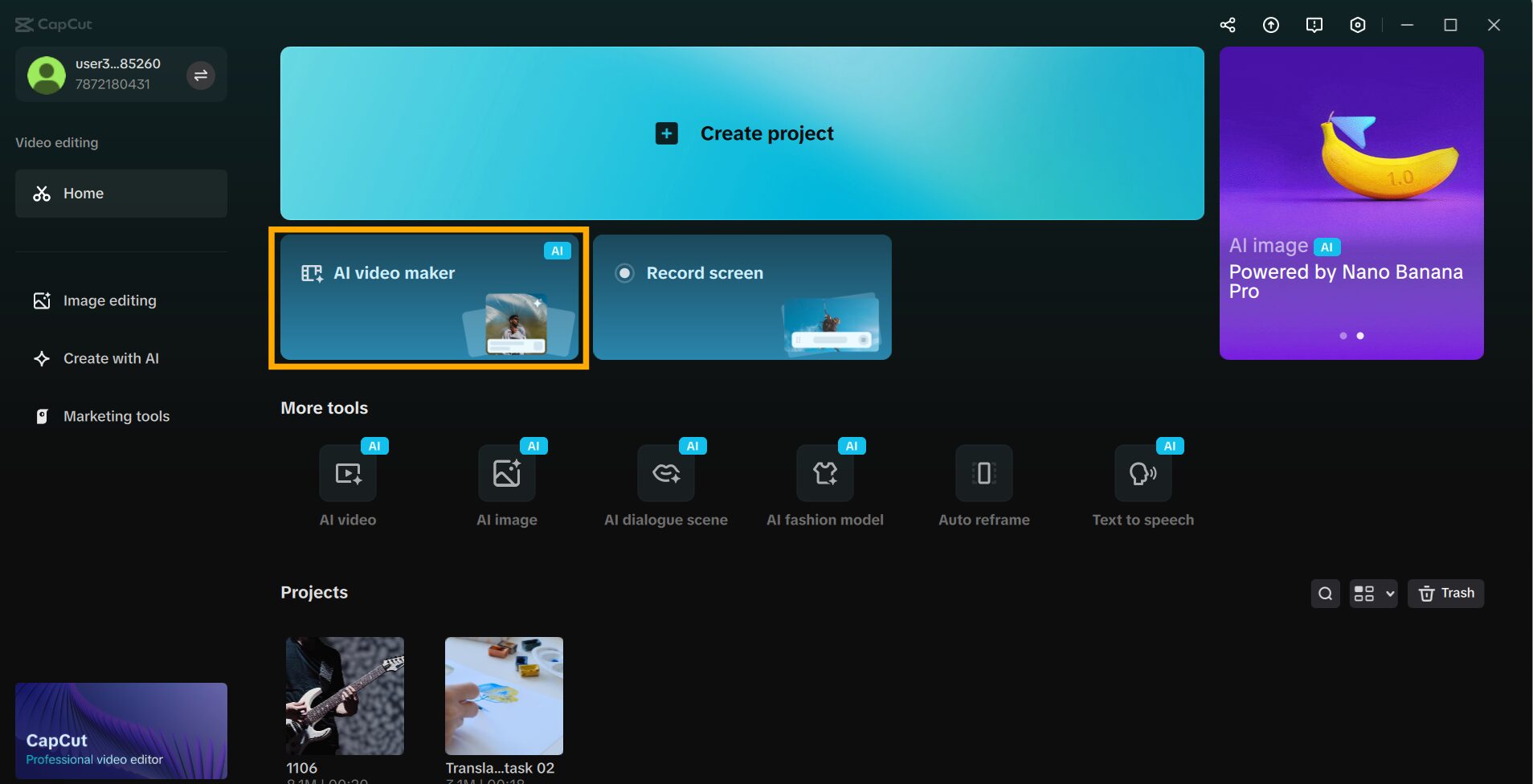 Select AI Writer on the Dashboard