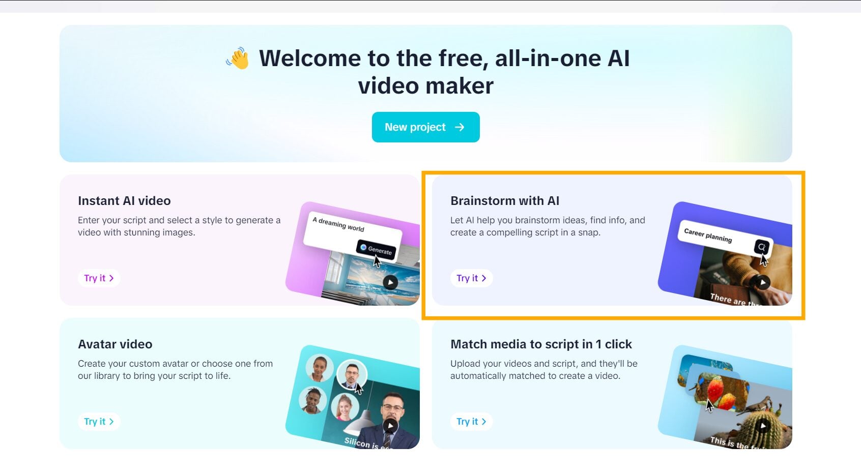 click on Brainstorm with AI.