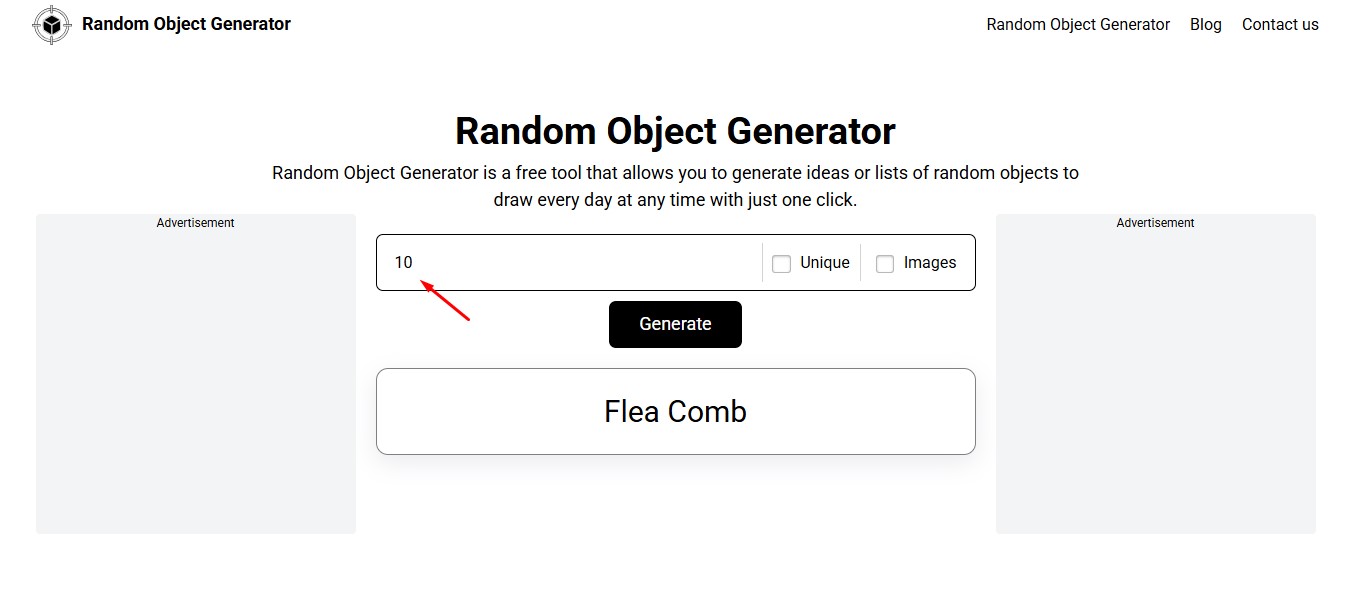Enter the number of objects you want to generate.