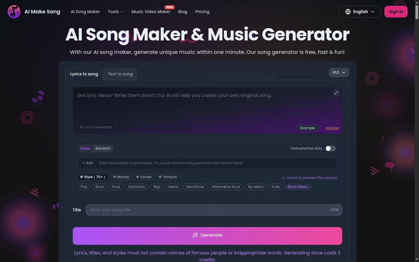 AI Make Song — Best Free AI Song Maker for Speed