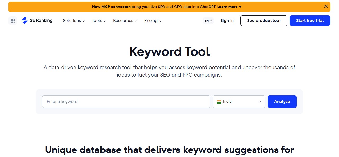 SE Ranking API: Keyword Research API