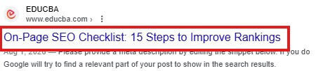Optimize the Page Title: Good Example