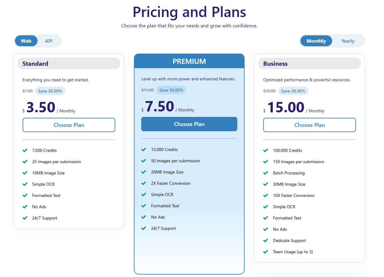 Image to Text - Free vs Paid Version
