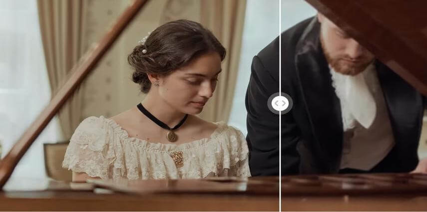 Before-and-after comparison of the pixelated video