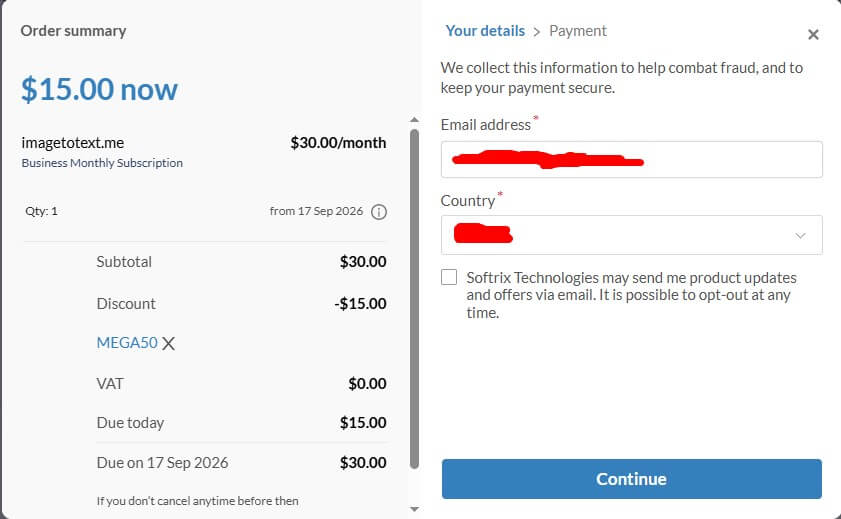 Fortunately, a 50% discount was available on the first purchase.
