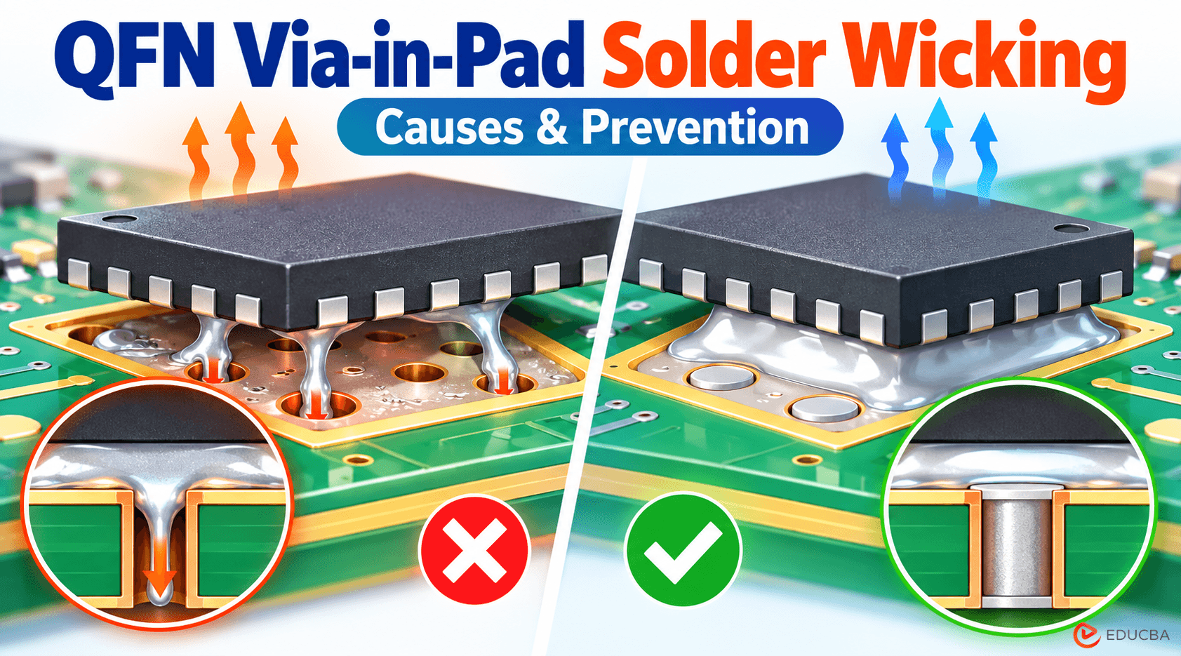 QFN Via-in-Pad Solder Wicking